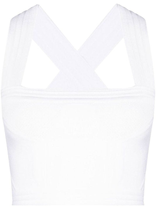 White Panelled Crop Top