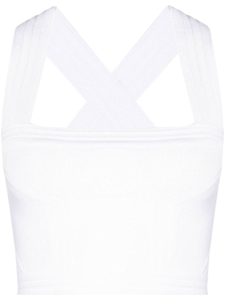 White Panelled Crop Top