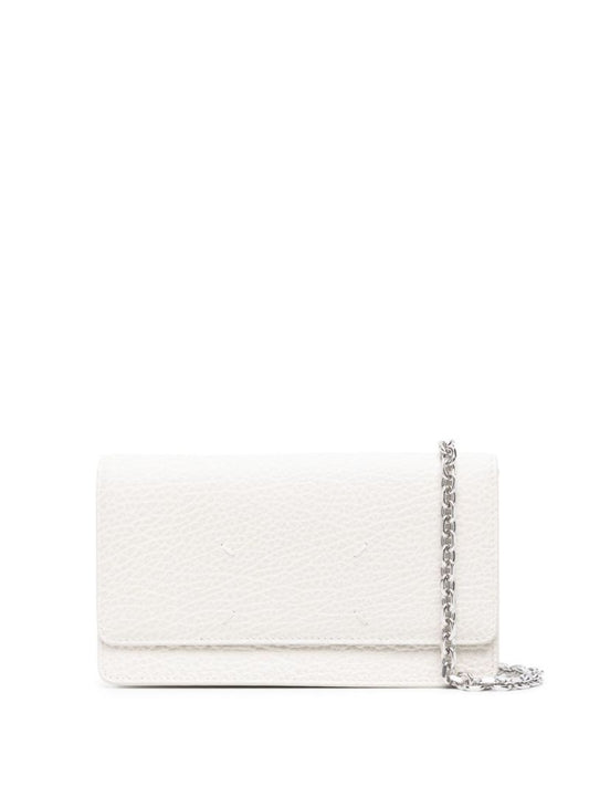 Neutral Four-stitch Leather Chain Wallet