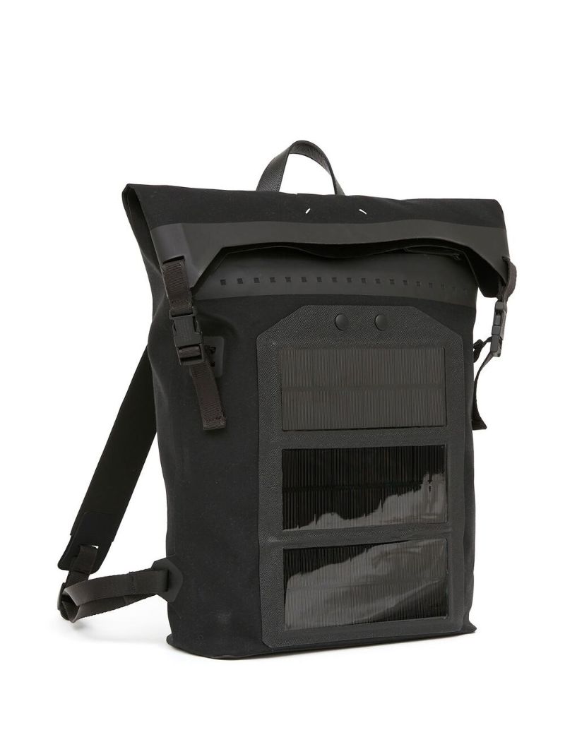 Black Panelled Buckle Backpack