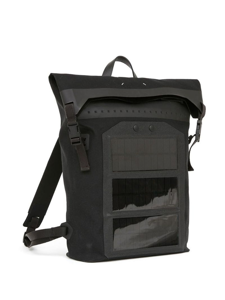 Black Panelled Buckle Backpack