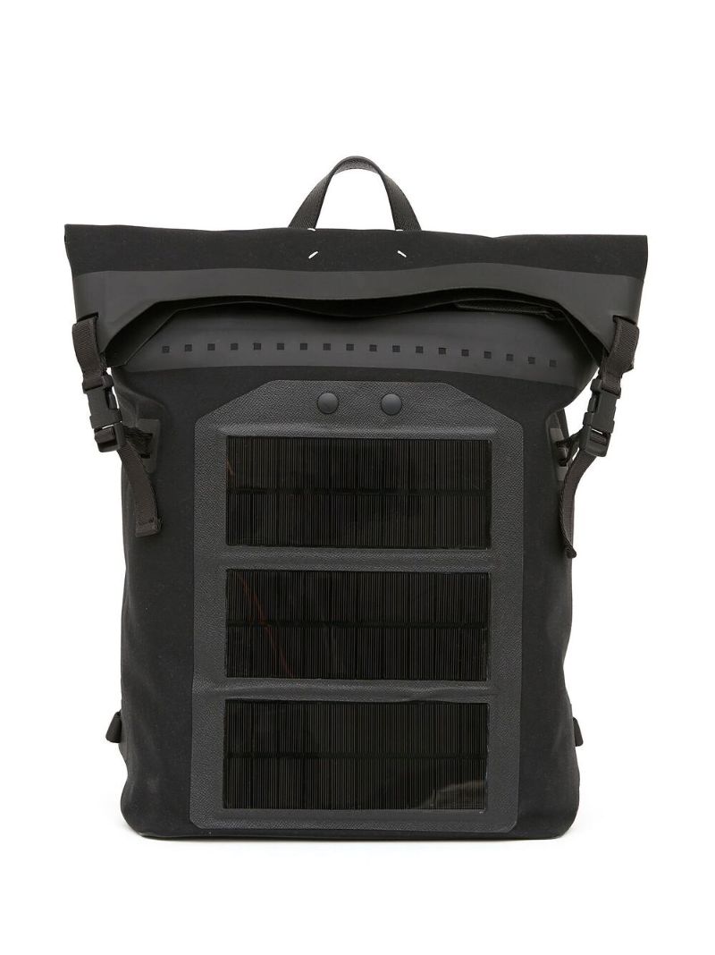 Black Panelled Buckle Backpack