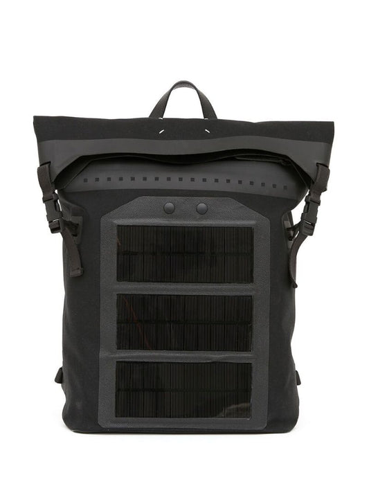 Black Panelled Buckle Backpack