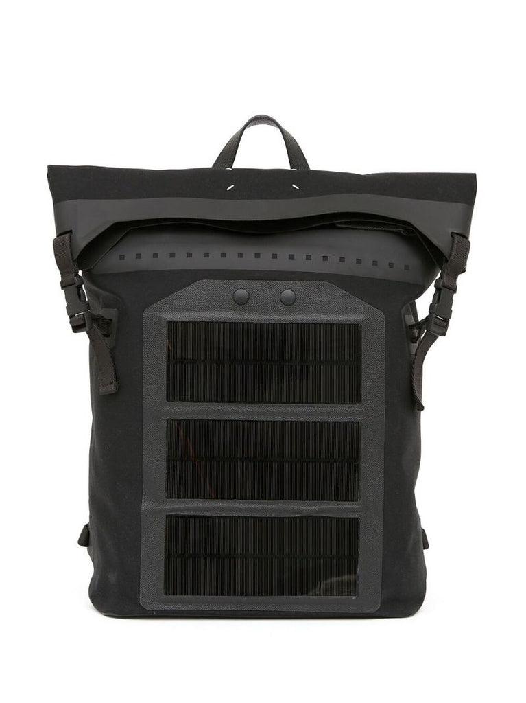 Black Panelled Buckle Backpack