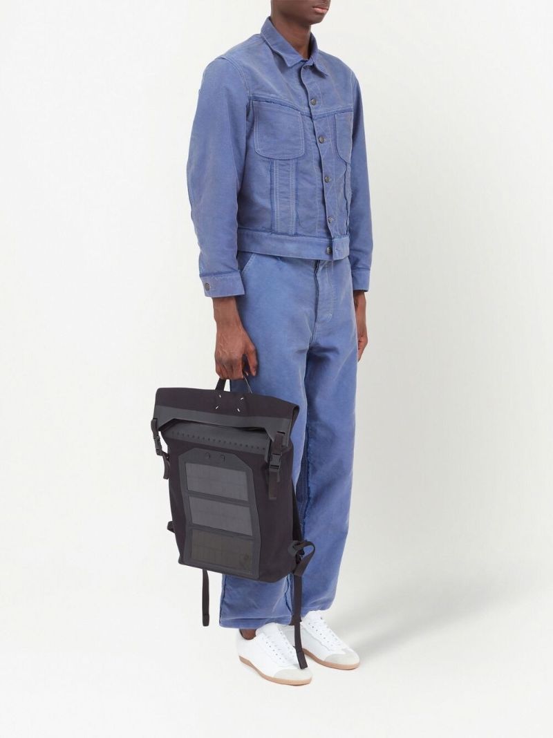 Black Panelled Buckle Backpack
