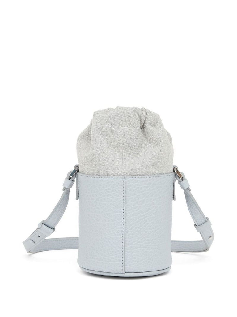 Blue 5ac Logo Patch Leather Bucket Bag