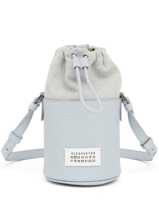 Blue 5ac Logo Patch Leather Bucket Bag