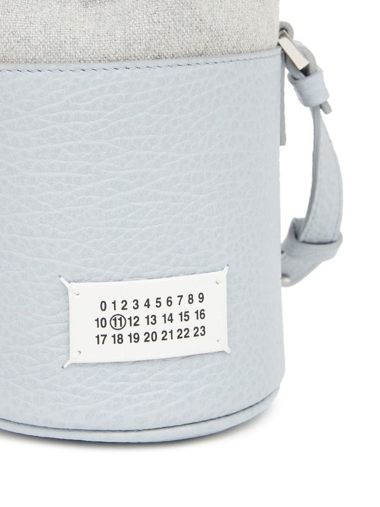 Blue 5ac Logo Patch Leather Bucket Bag
