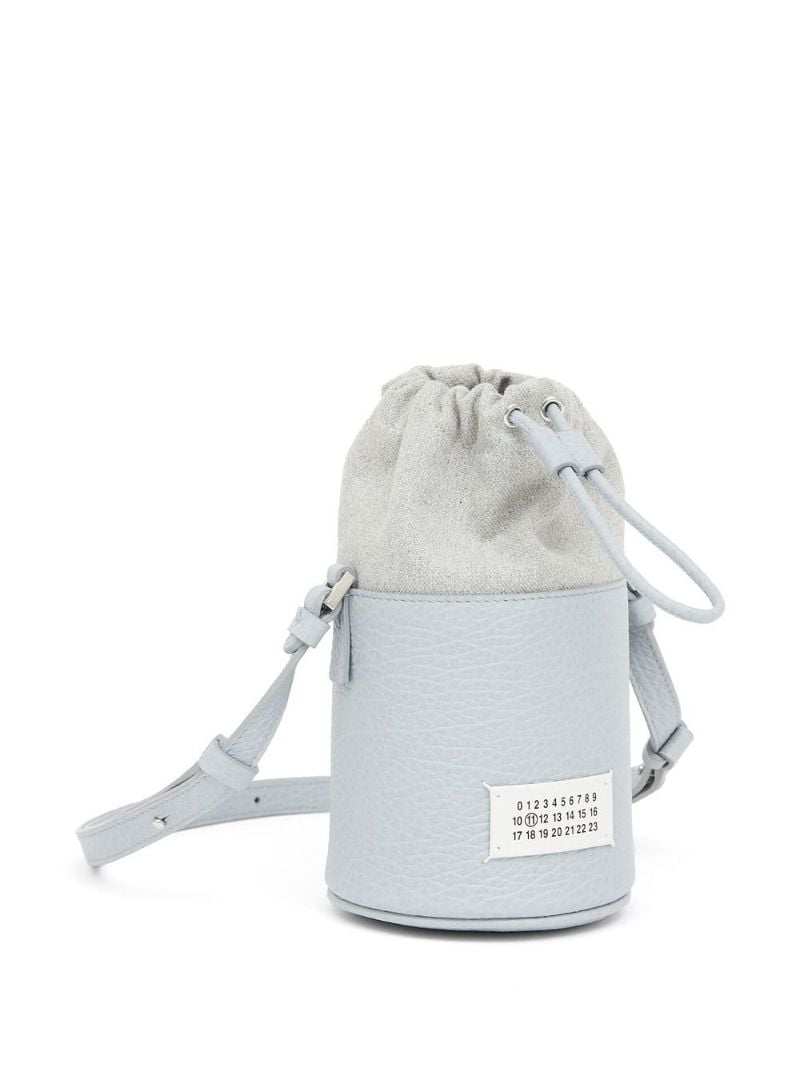 Blue 5ac Logo Patch Leather Bucket Bag