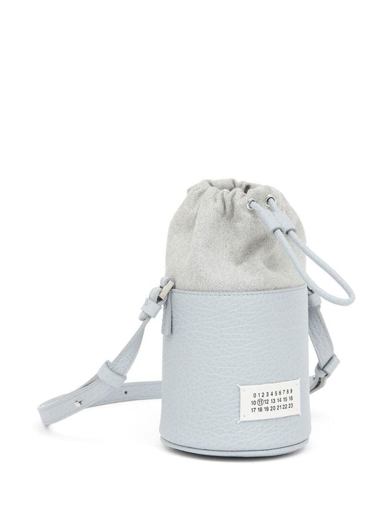 Blue 5ac Logo Patch Leather Bucket Bag