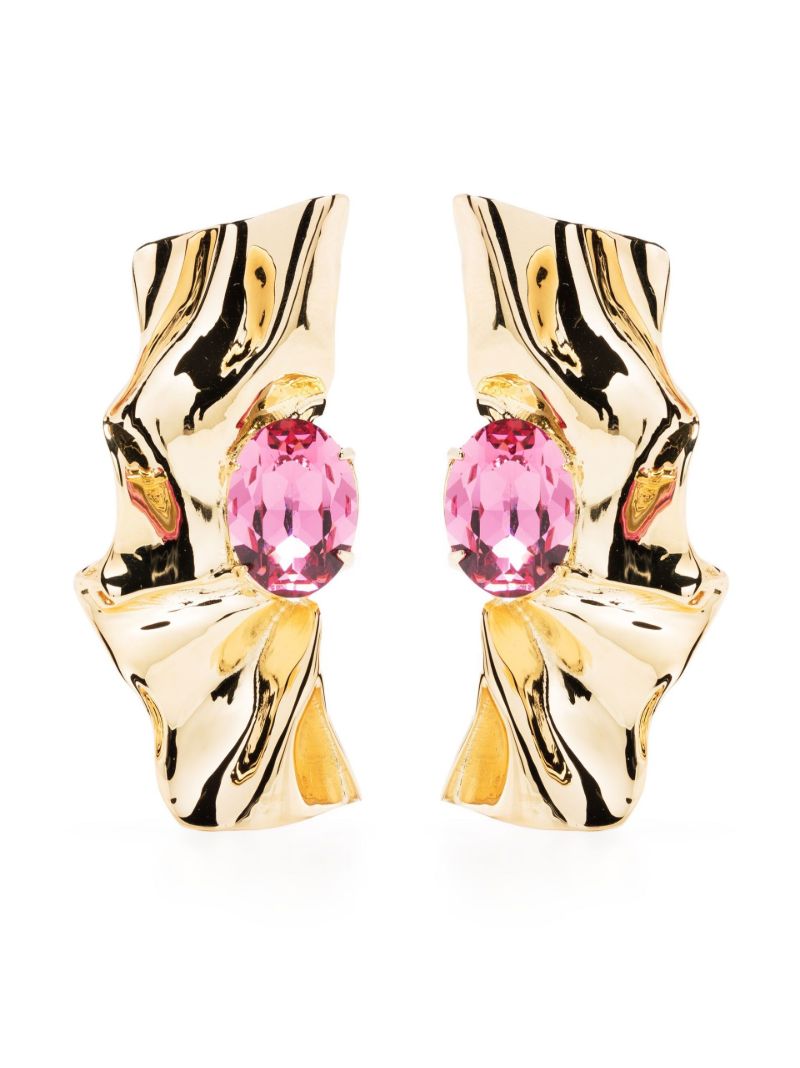 Gold-tone Fold Crystal Earrings