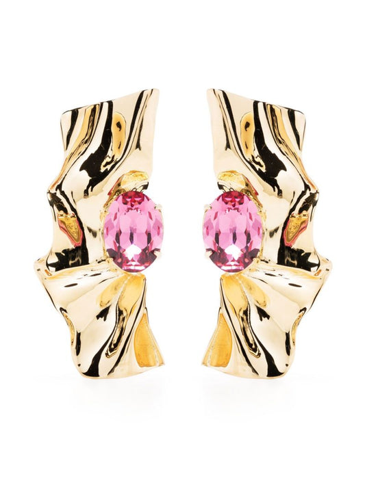 Gold-tone Fold Crystal Earrings