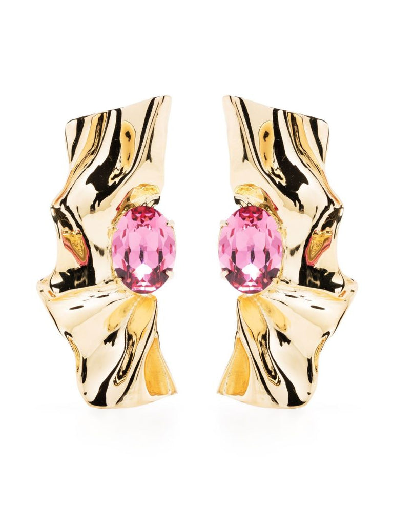 Gold-tone Fold Crystal Earrings