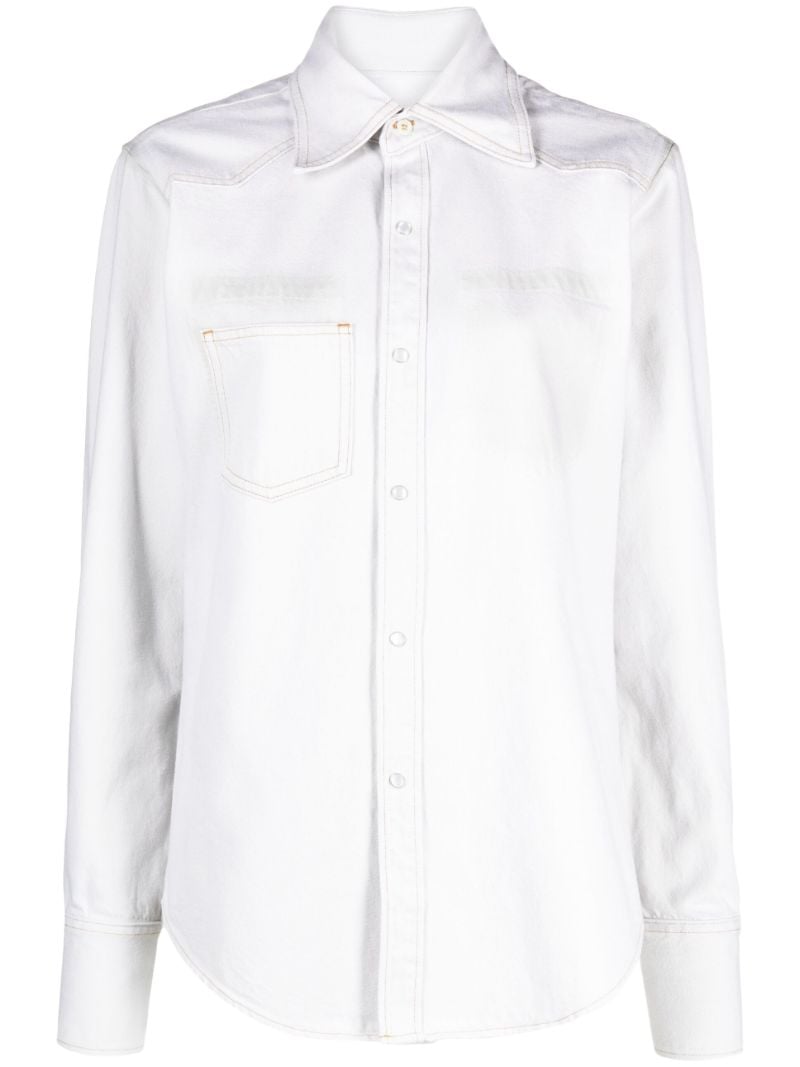 White Distressed Denim Shirt