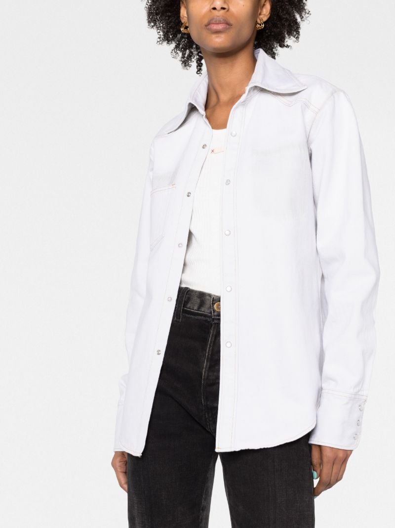 White Distressed Denim Shirt