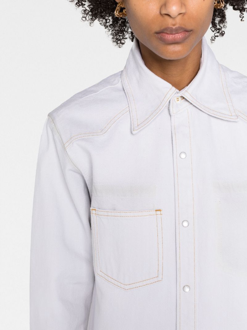 White Distressed Denim Shirt