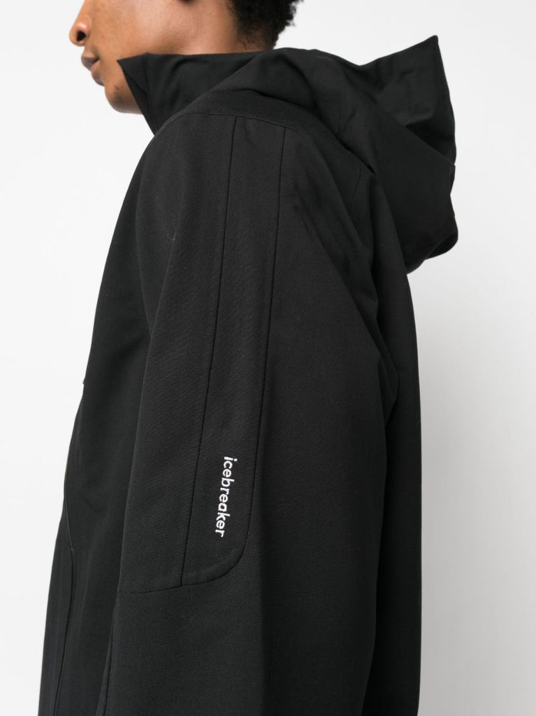 Black Hooded Wool Jacket