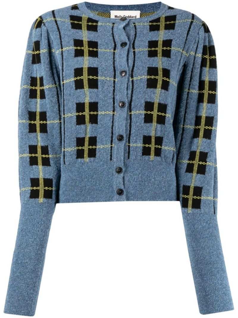 Blue Maren Check Cardigan