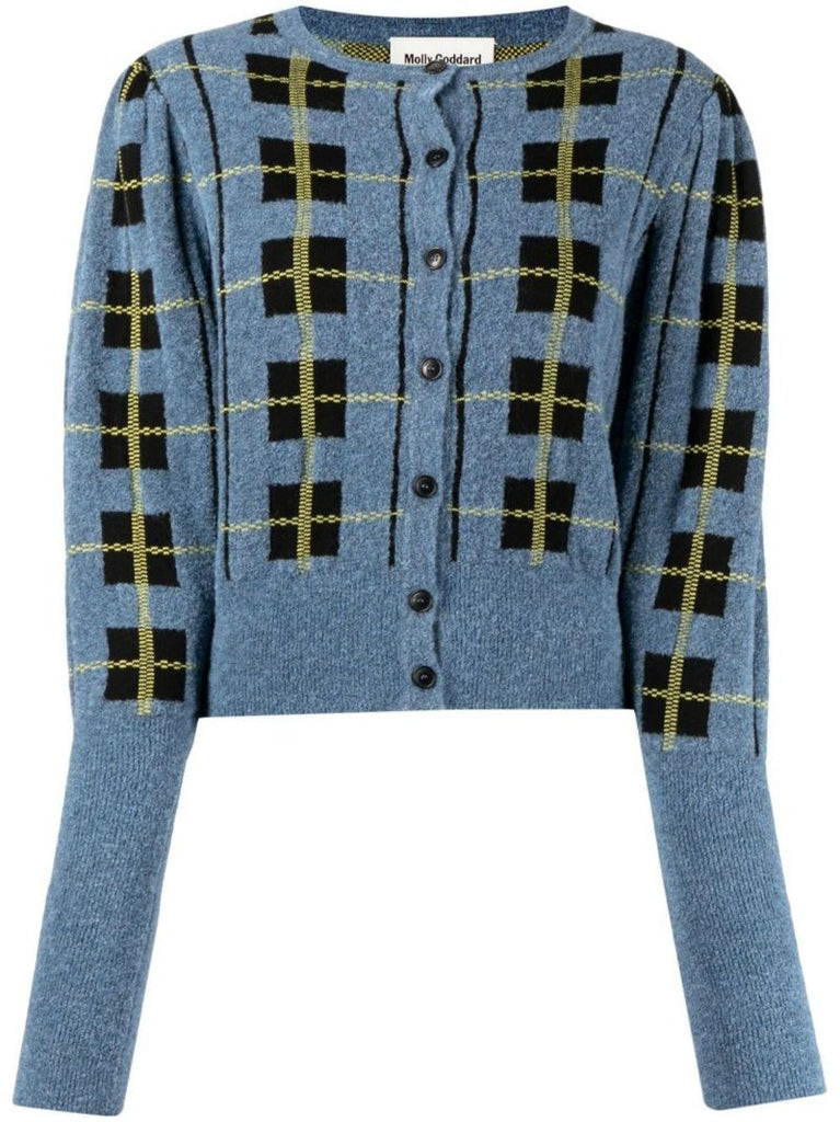 Blue Maren Check Cardigan