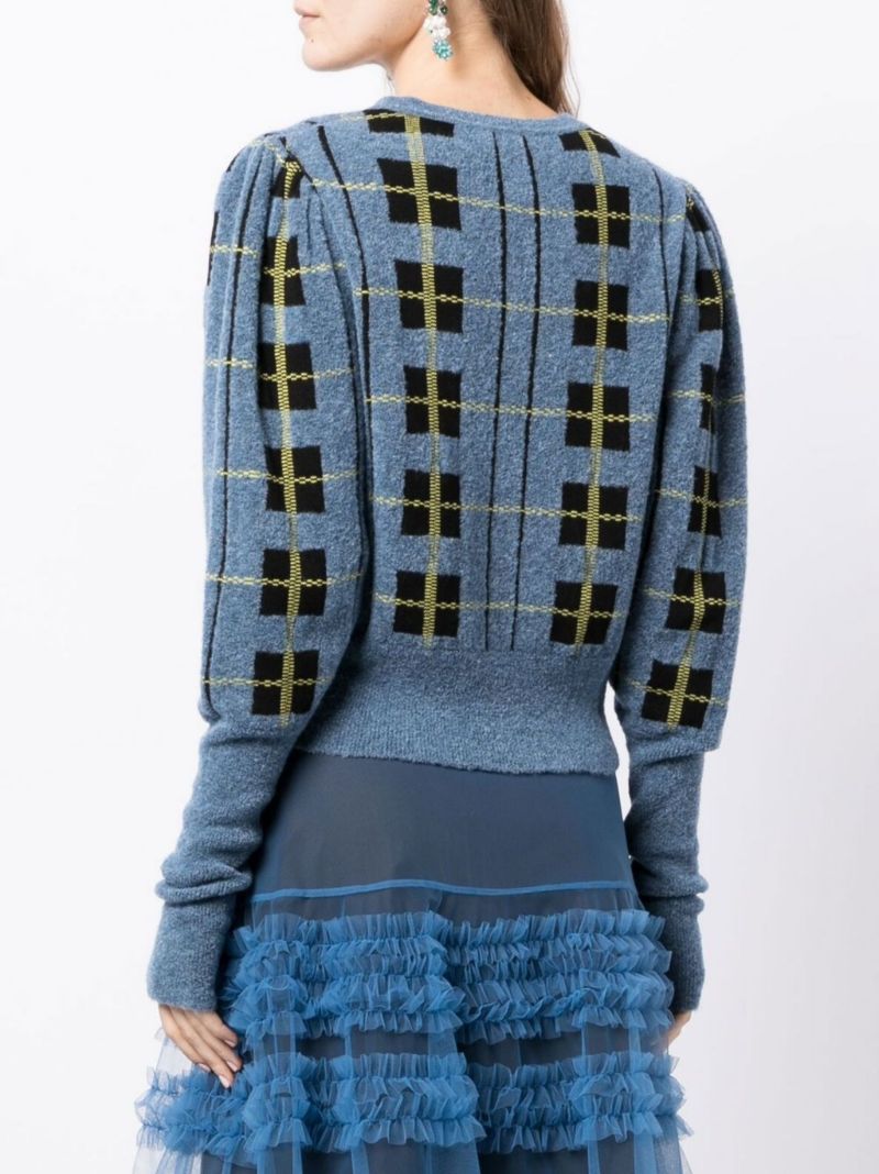 Blue Maren Check Cardigan