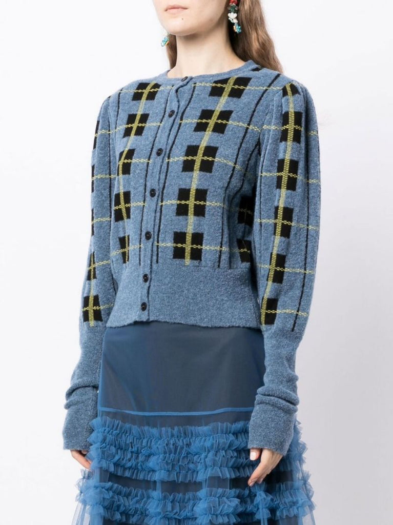 Blue Maren Check Cardigan