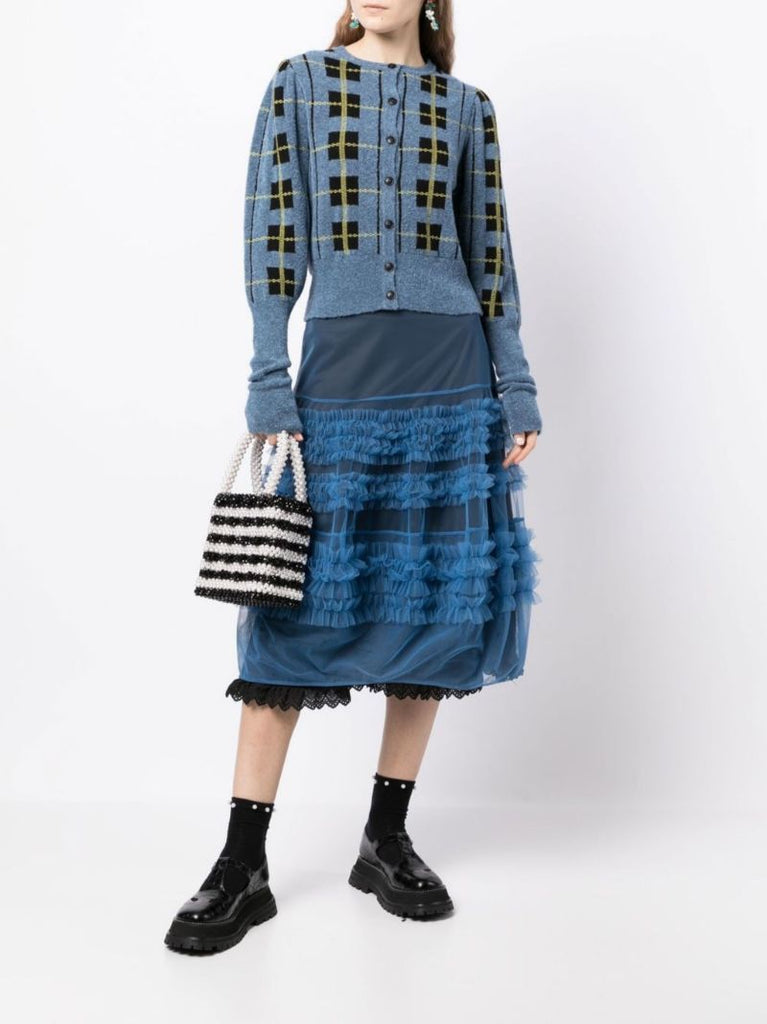 Blue Maren Check Cardigan