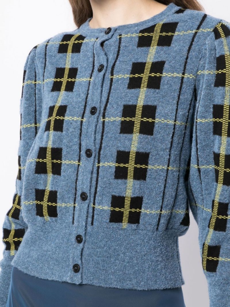 Blue Maren Check Cardigan