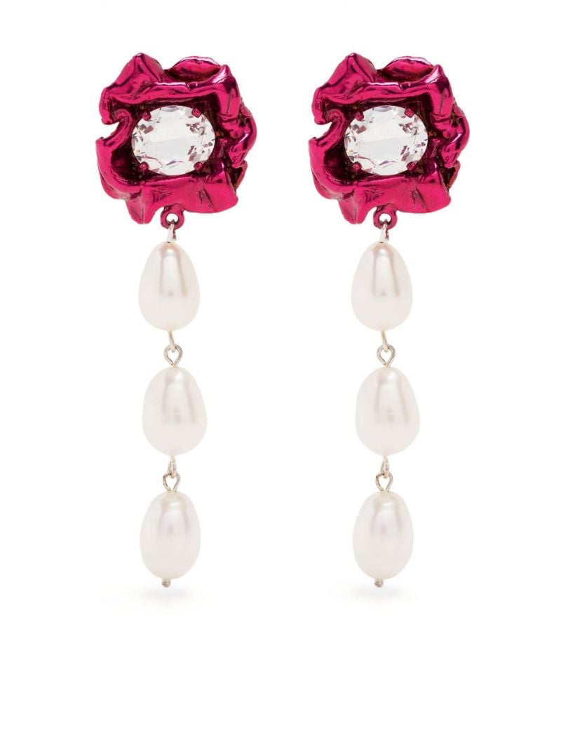 Pink Lola Crystal Pearl Drop Earrings