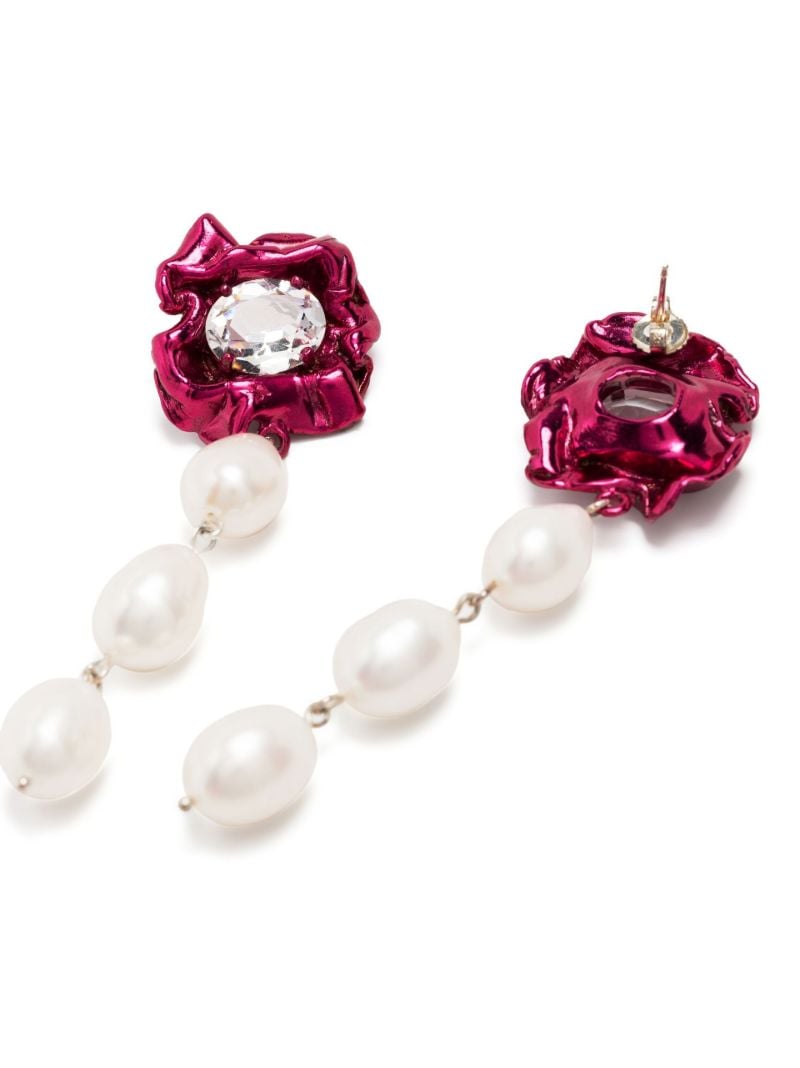 Pink Lola Crystal Pearl Drop Earrings