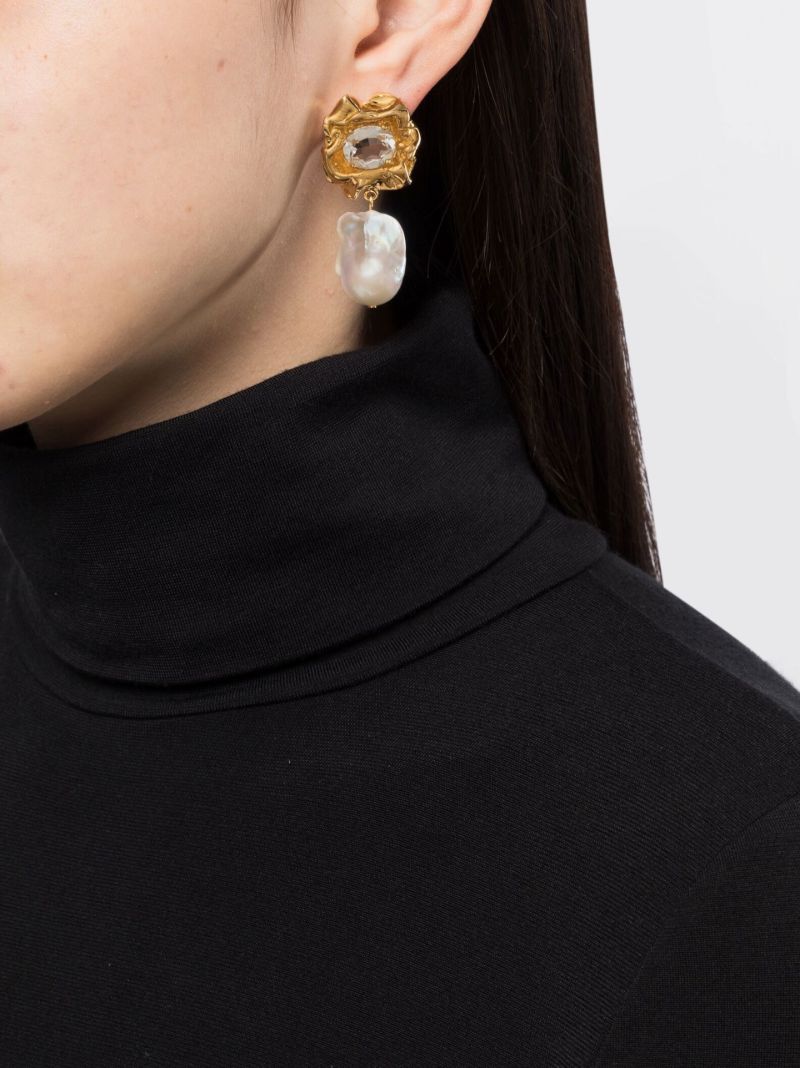 White Lola Crystal Pearl Drop Earrings