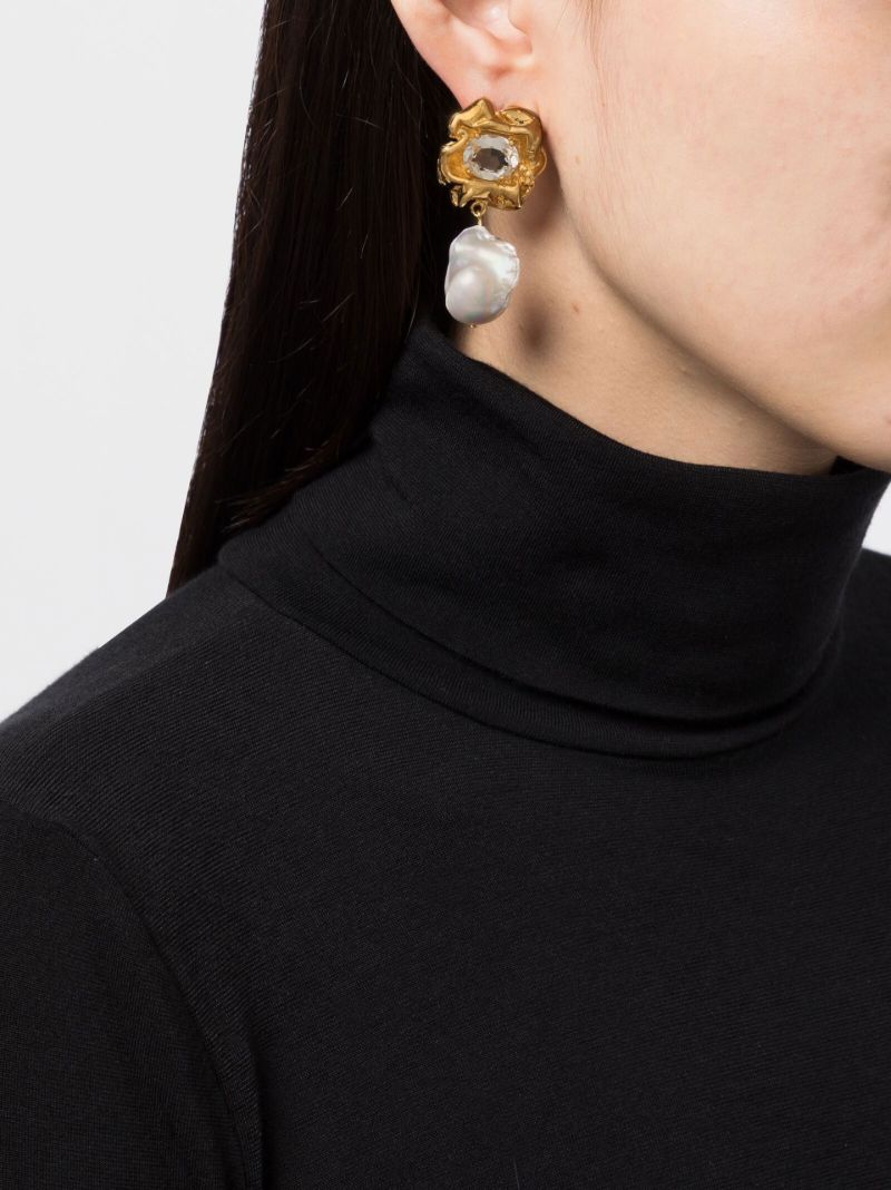 White Lola Crystal Pearl Drop Earrings