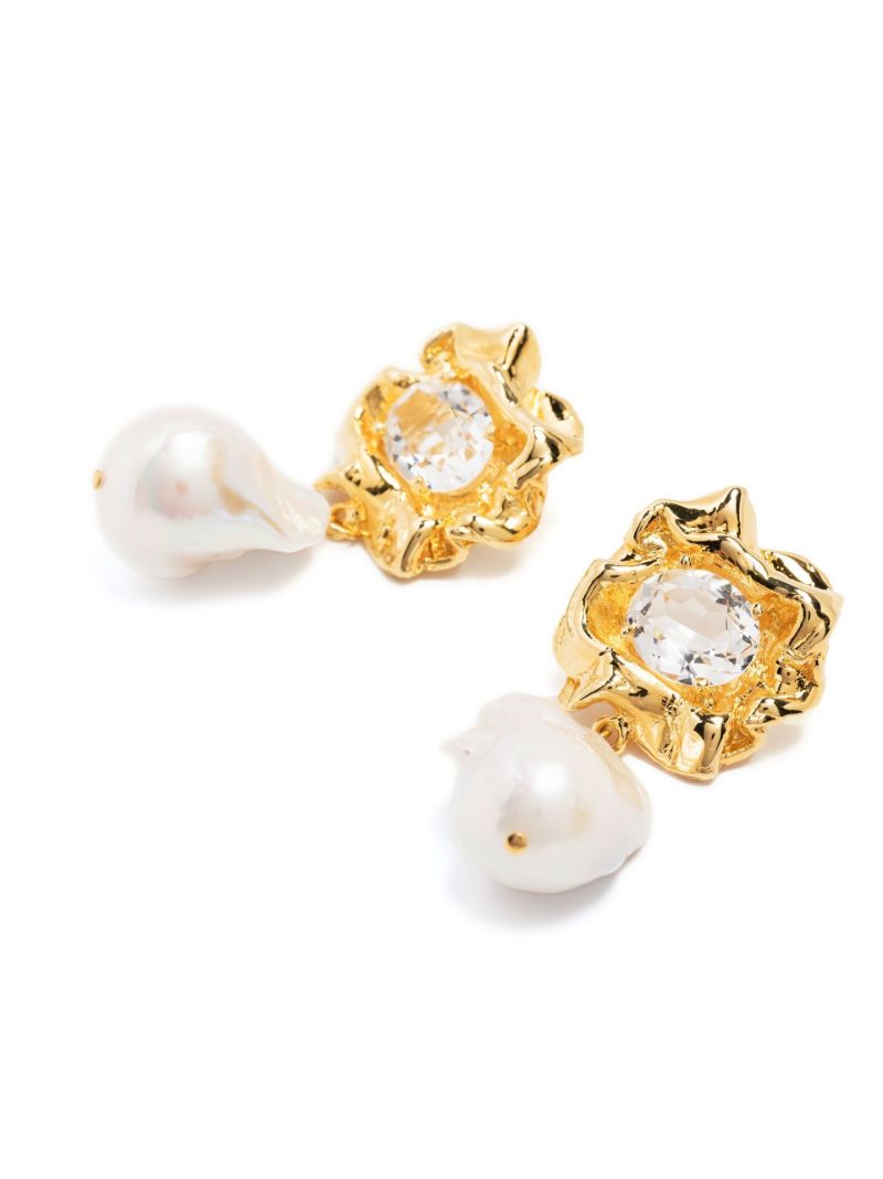 White Lola Crystal Pearl Drop Earrings