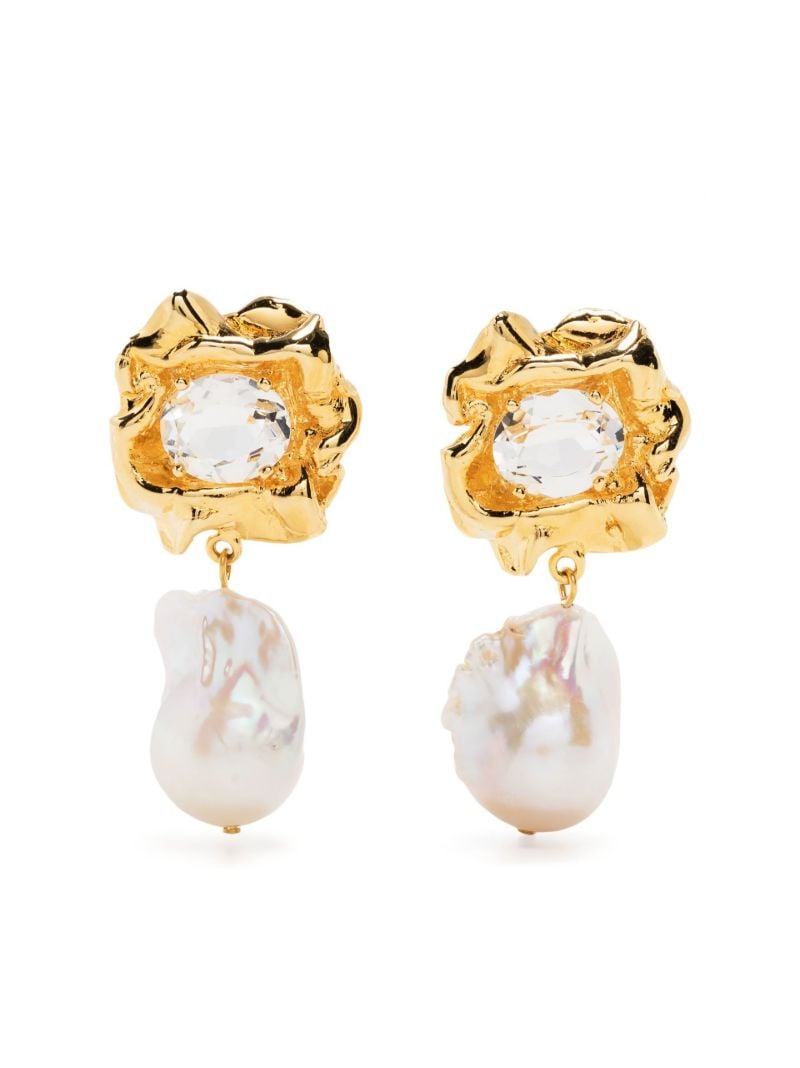 White Lola Crystal Pearl Drop Earrings