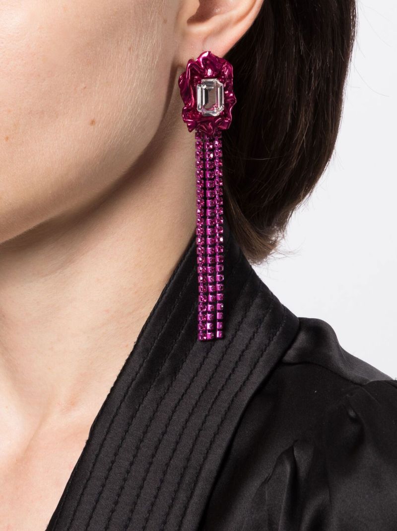 Pink Maude Crystal Fringe Drop Earrings