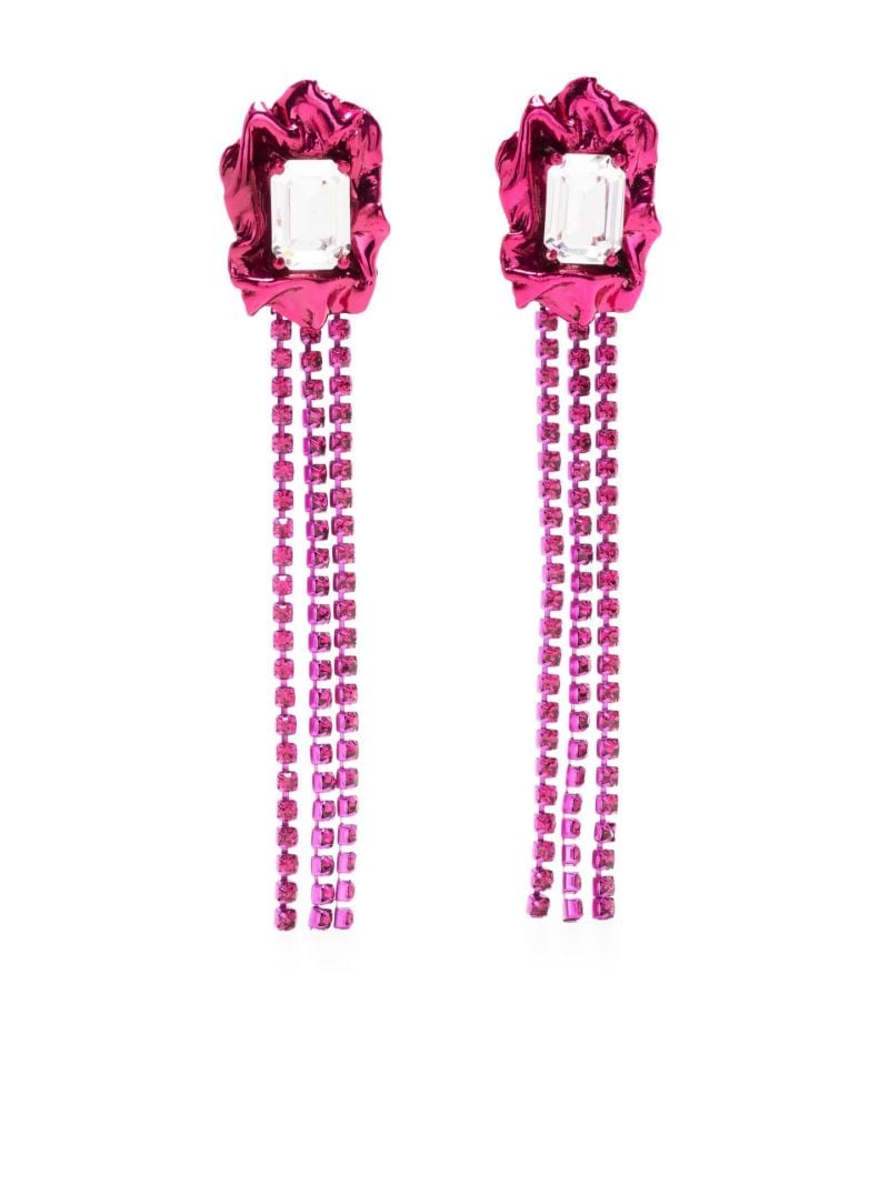 Pink Maude Crystal Fringe Drop Earrings