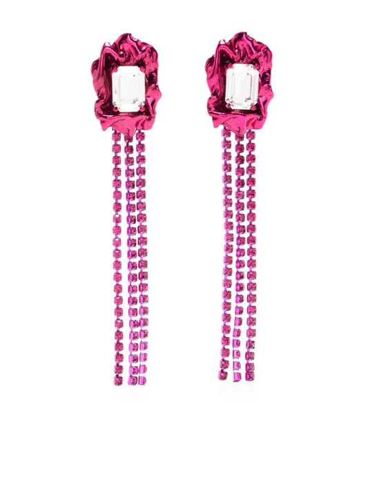 Pink Maude Crystal Fringe Drop Earrings