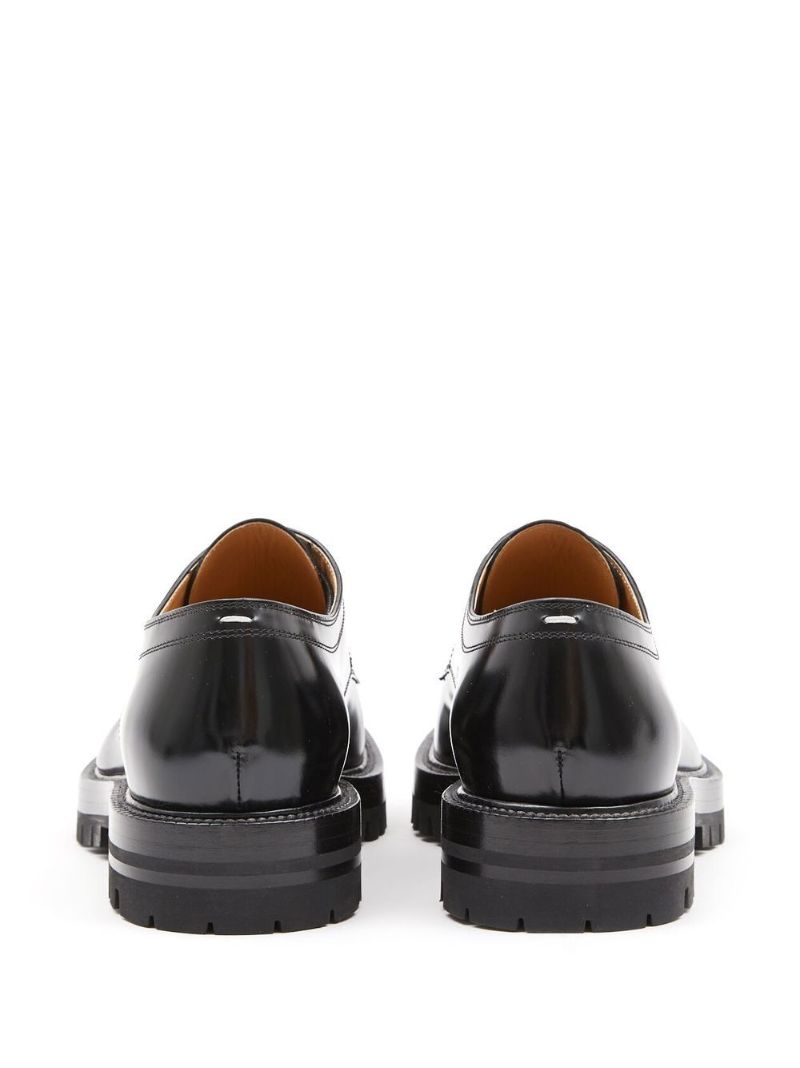 Black Tabi Leather Lace-up Shoes
