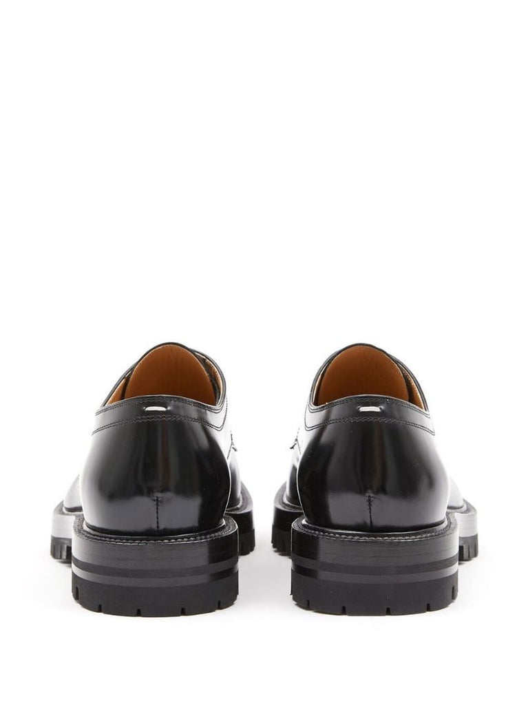 Black Tabi Leather Lace-up Shoes