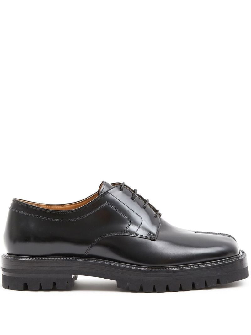 Black Tabi Leather Lace-up Shoes