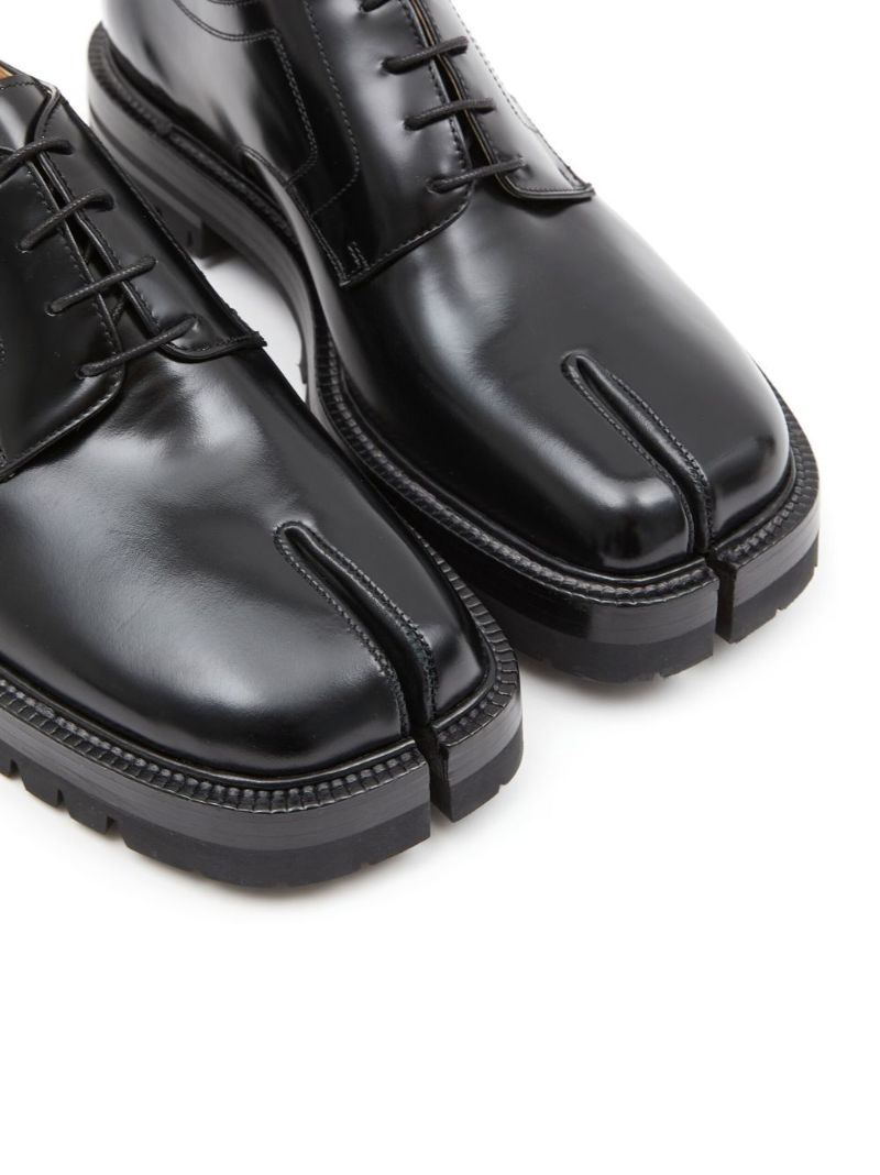 Black Tabi Leather Lace-up Shoes