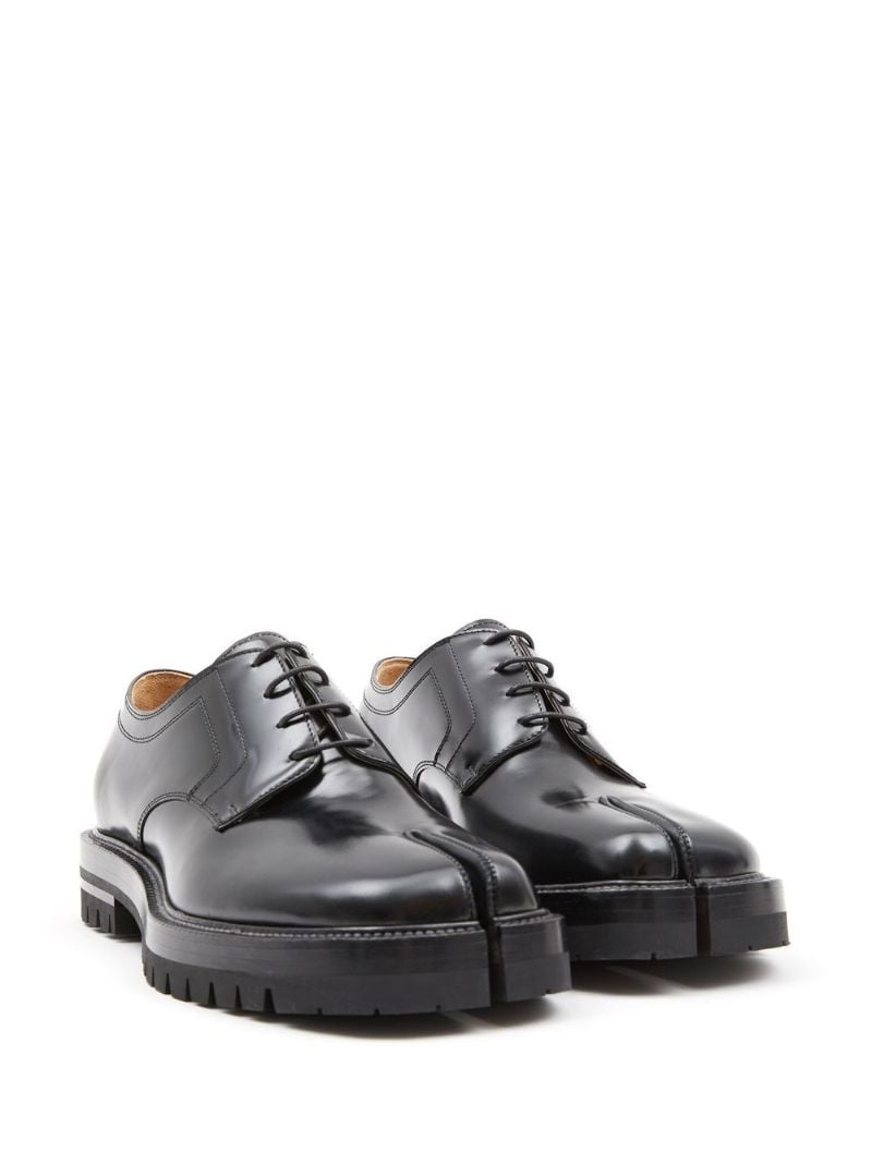 Black Tabi Leather Lace-up Shoes
