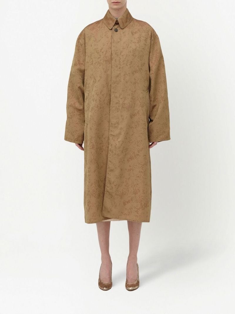 Beige Floral Print Trench Coat