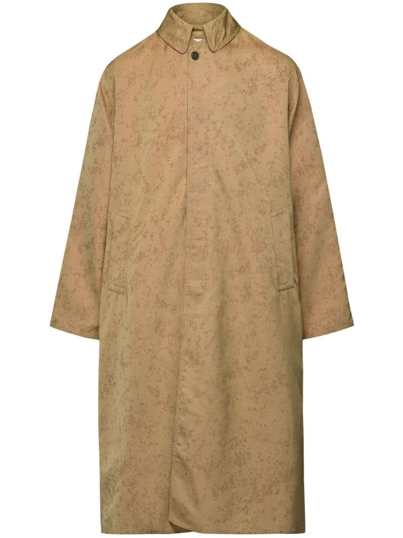 Beige Floral Print Trench Coat