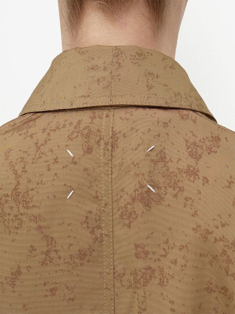 Beige Floral Print Trench Coat