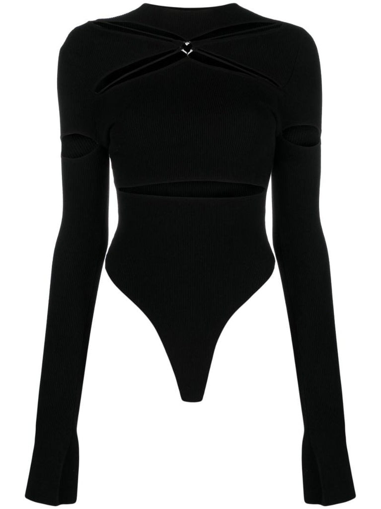 Black Camille Cut-out Knit Bodysuit