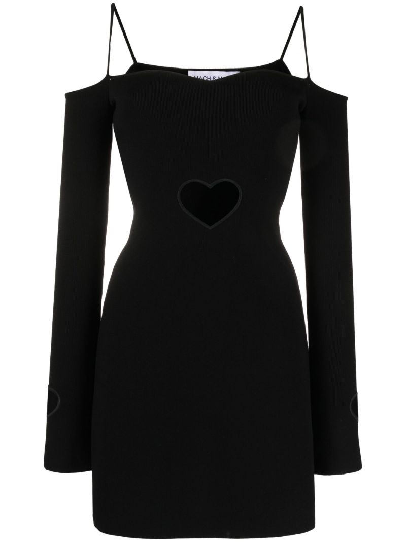 Black Off-the-shoulder Ribbed Mini Dress
