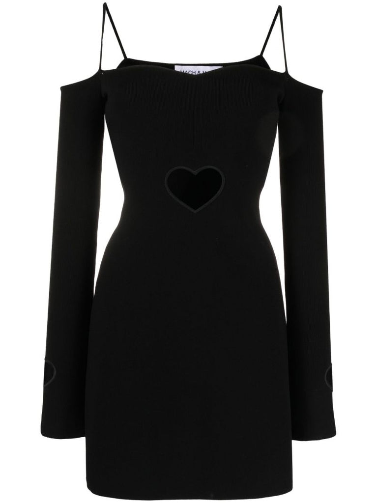 Black Off-the-shoulder Ribbed Mini Dress