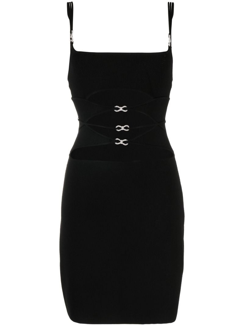 Black Cut-out Ribbed Mini Dress