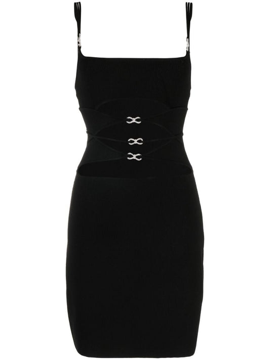 Black Cut-out Ribbed Mini Dress
