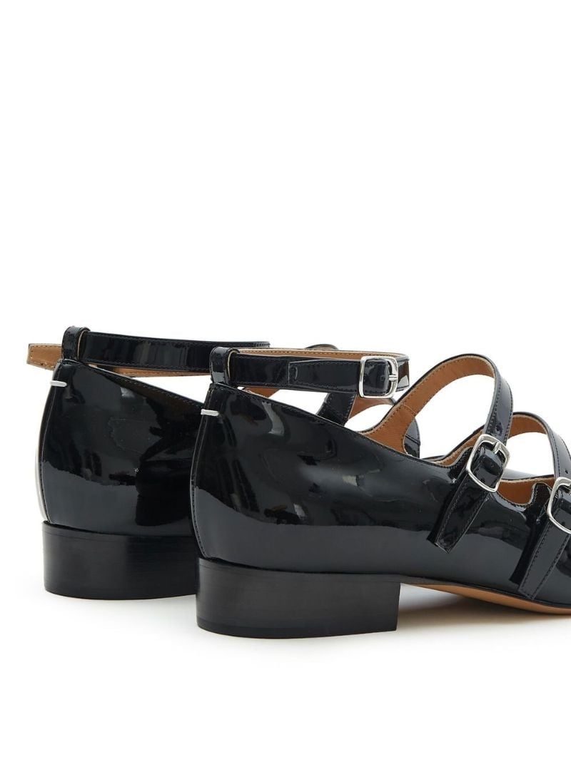 Black Barbs Patent Leather Ballerina Shoes